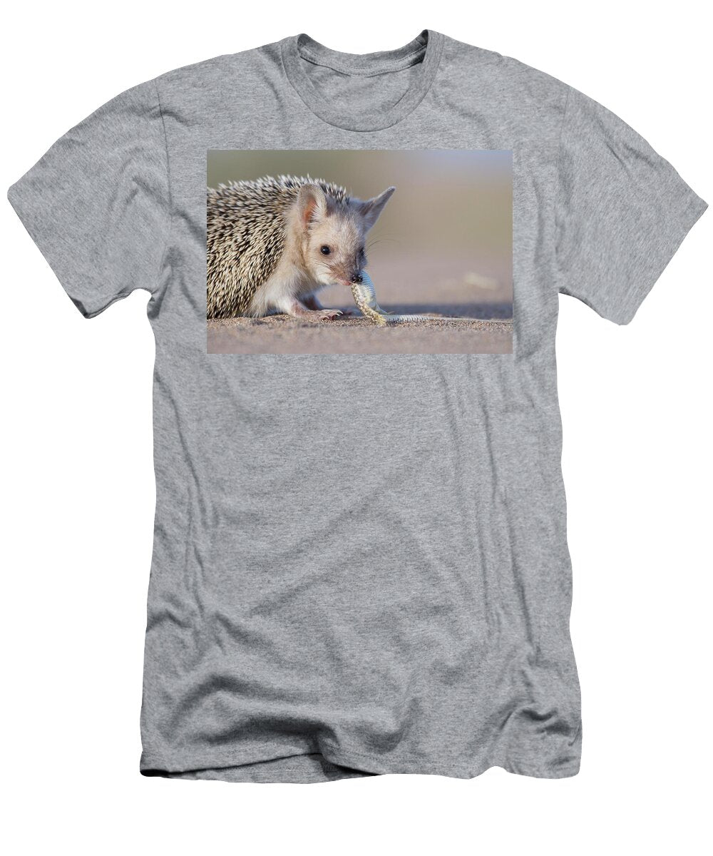 3 Long Eared Hedgehog Feeding on Lizard Prey Gobi Desert Valeriy Maleev Natureplcom T-Shirt