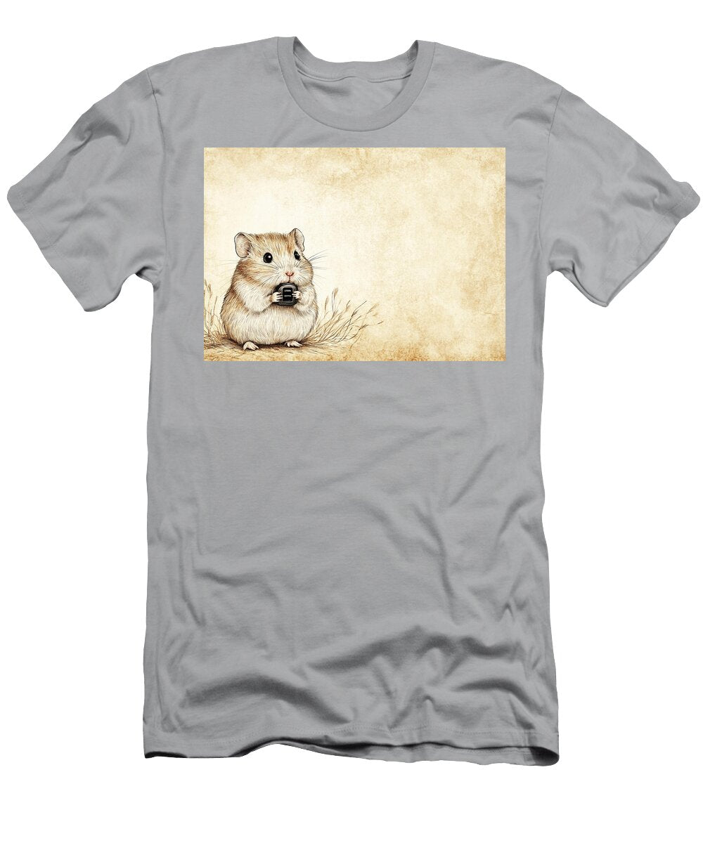 A Hamster with an Automatic Feeder Adorable Little Hamster Holding a Small Object Cortez Schinner T-Shirt
