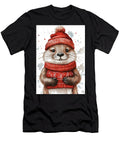 Beaver Cute Otter in a Red Winter Hat and Sweater Rhys Jacobson T-Shirt
