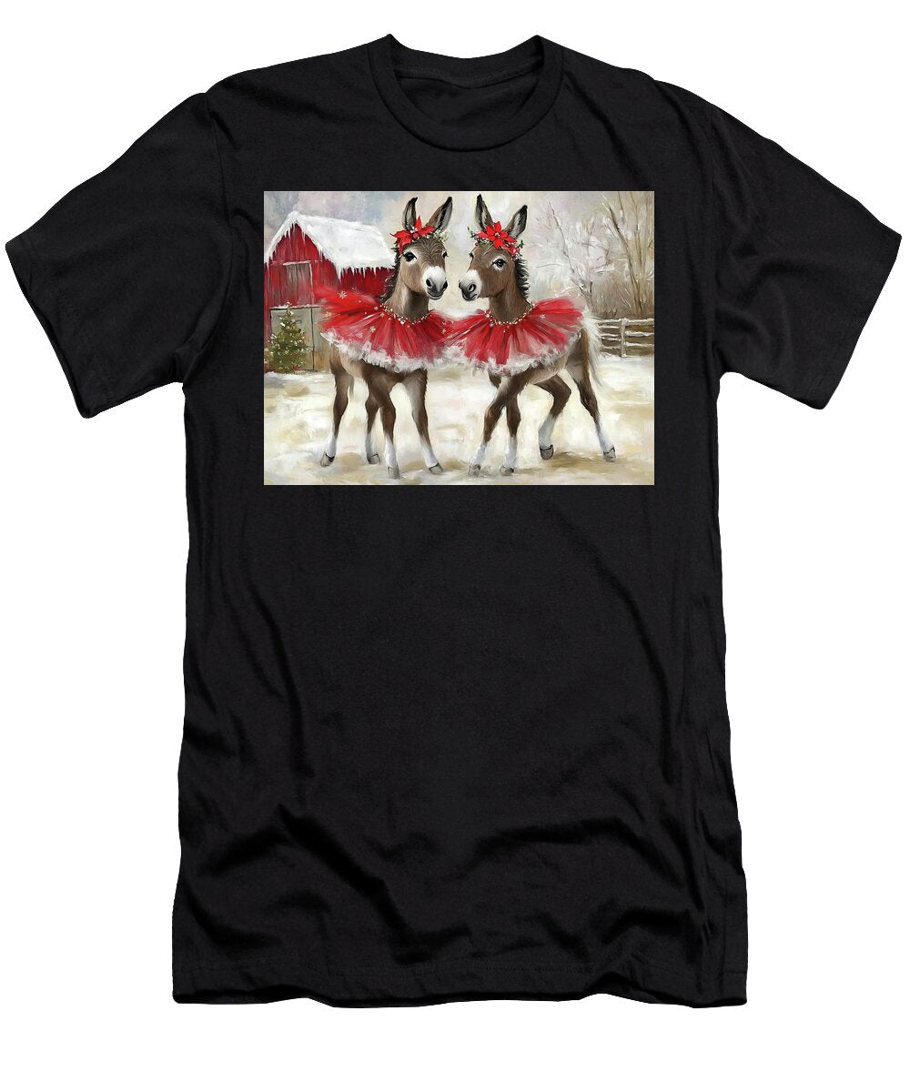 Christmas Ballerina Donkeys Lisa S Baker T-Shirt