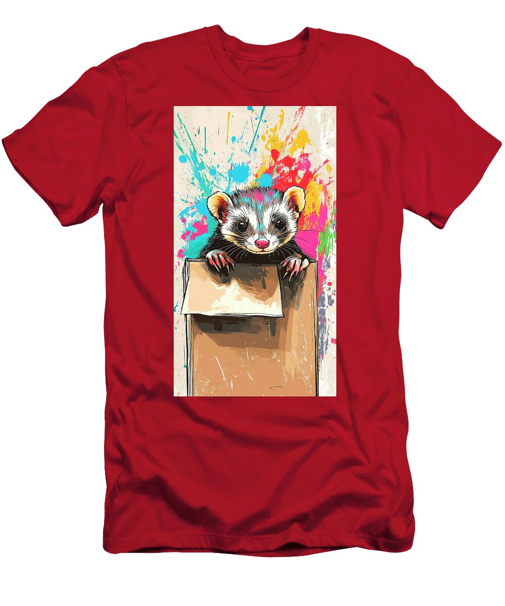 Colorful Ferret in a Box Art Cortez Schinner T-Shirt