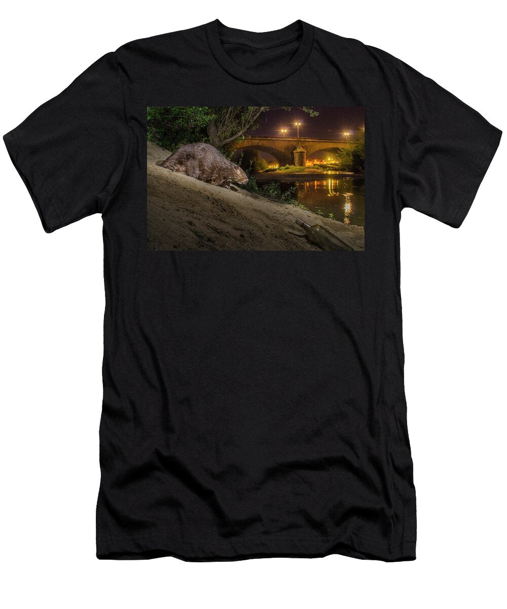 European Beaver At River Bank in Urban Environment At Laurent Geslin Natureplcom T-Shirt