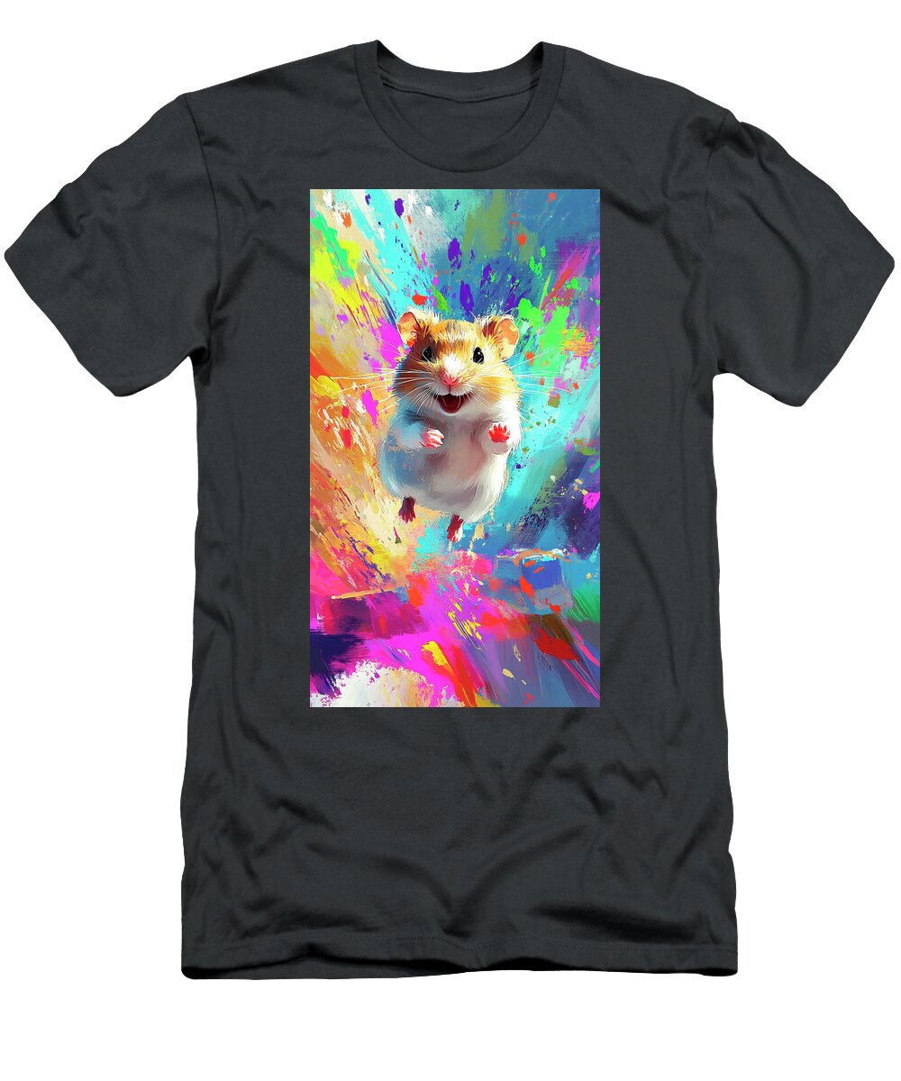 Happy Hamster in Colorful Abstract Art Cortez Schinner T-Shirt