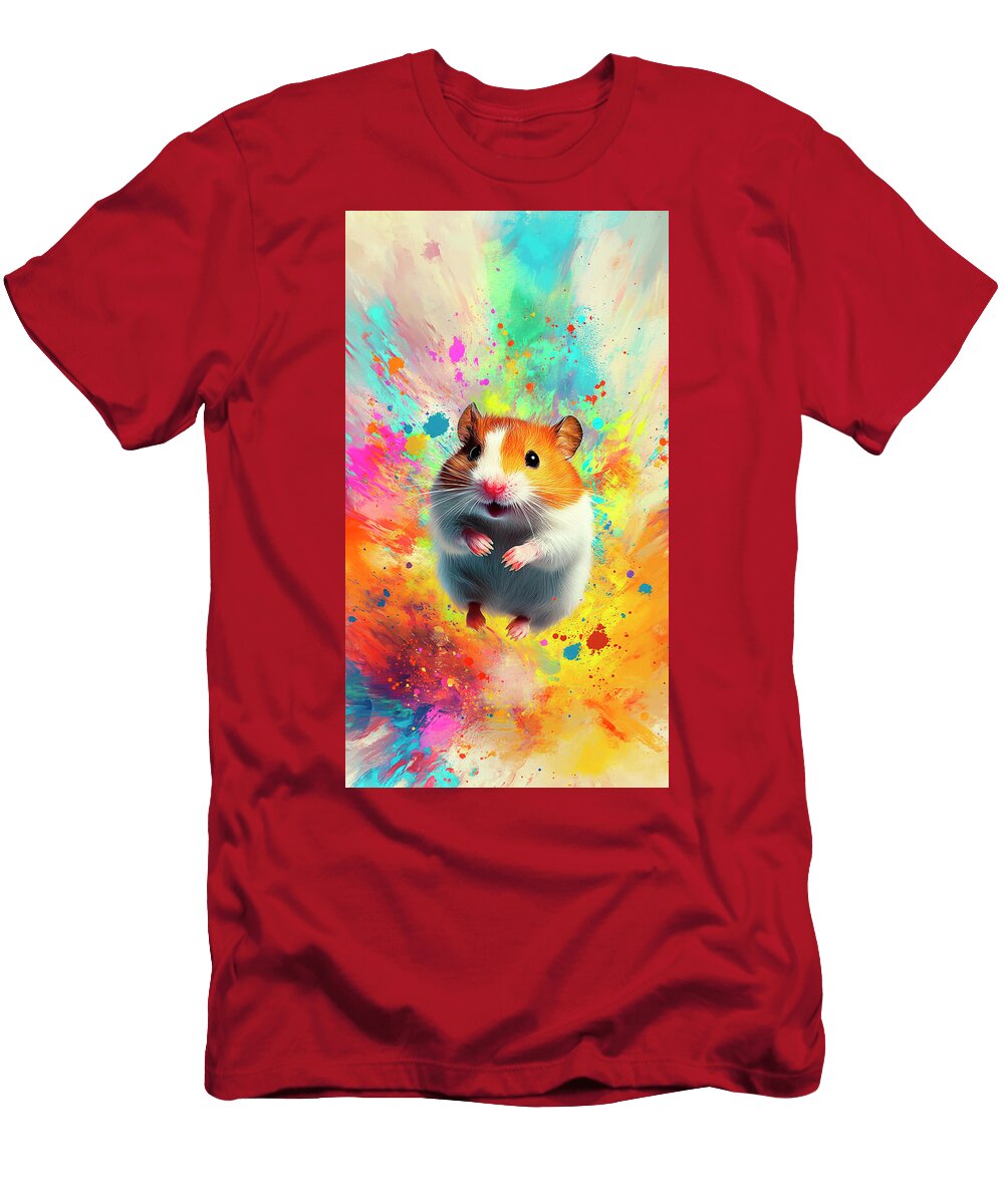 Vibrant Hamster in a Colorful Explosion Cortez Schinner T-Shirt